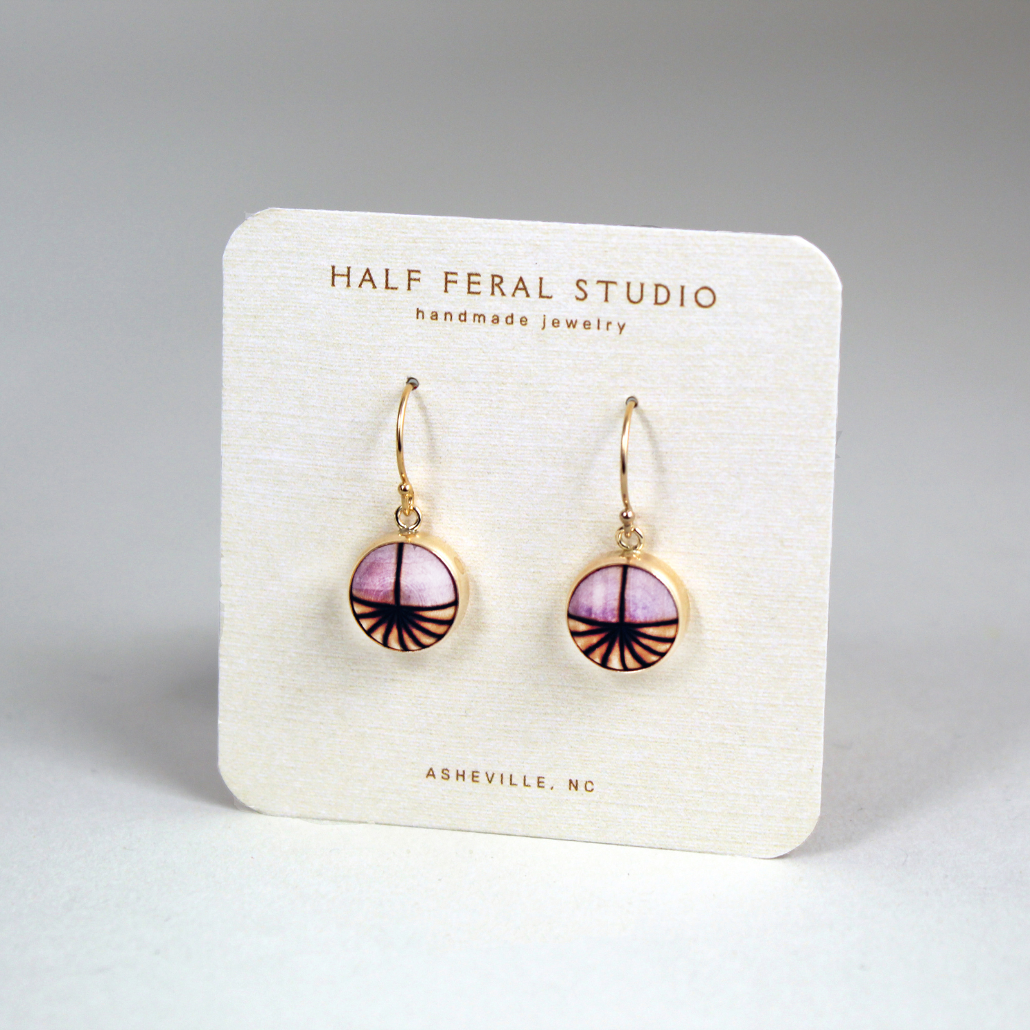Purple Flat Rays Dangle Earrings