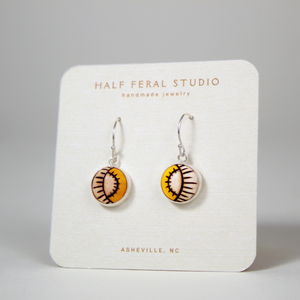 Yellow Semi-Circle Rays Dangle Earrings