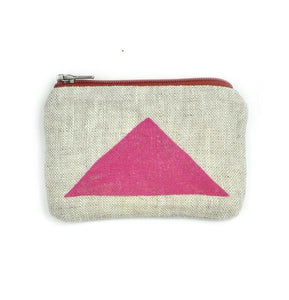 Triangle Blockprint Linen Coin Purse