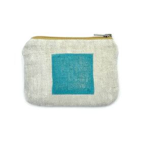 Square Blockprint Linen Coin Purse