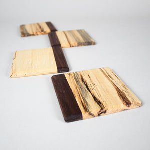 Spalted Maple & Black Walnut Wood Coasters