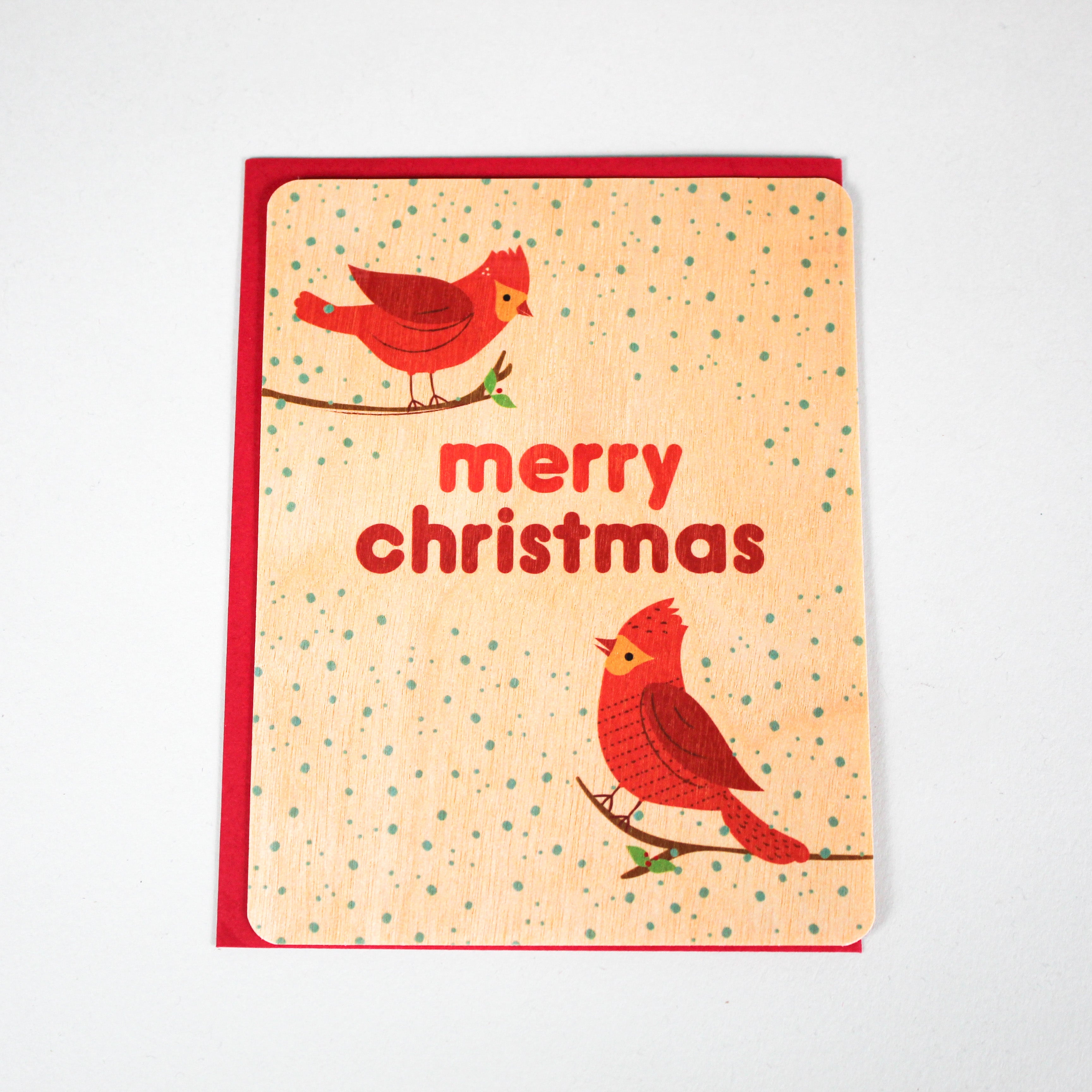 Cardinal Christmas Wood Holiday Card