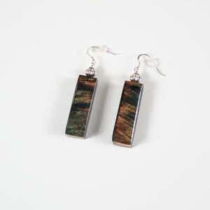 Natural and Dyed Green Burl Earrings