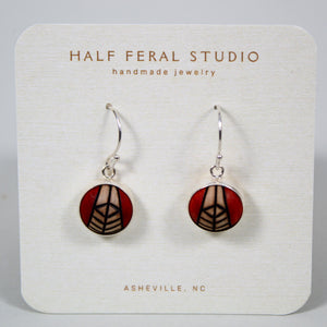 Red Leaf Pattern Dangle Earrings