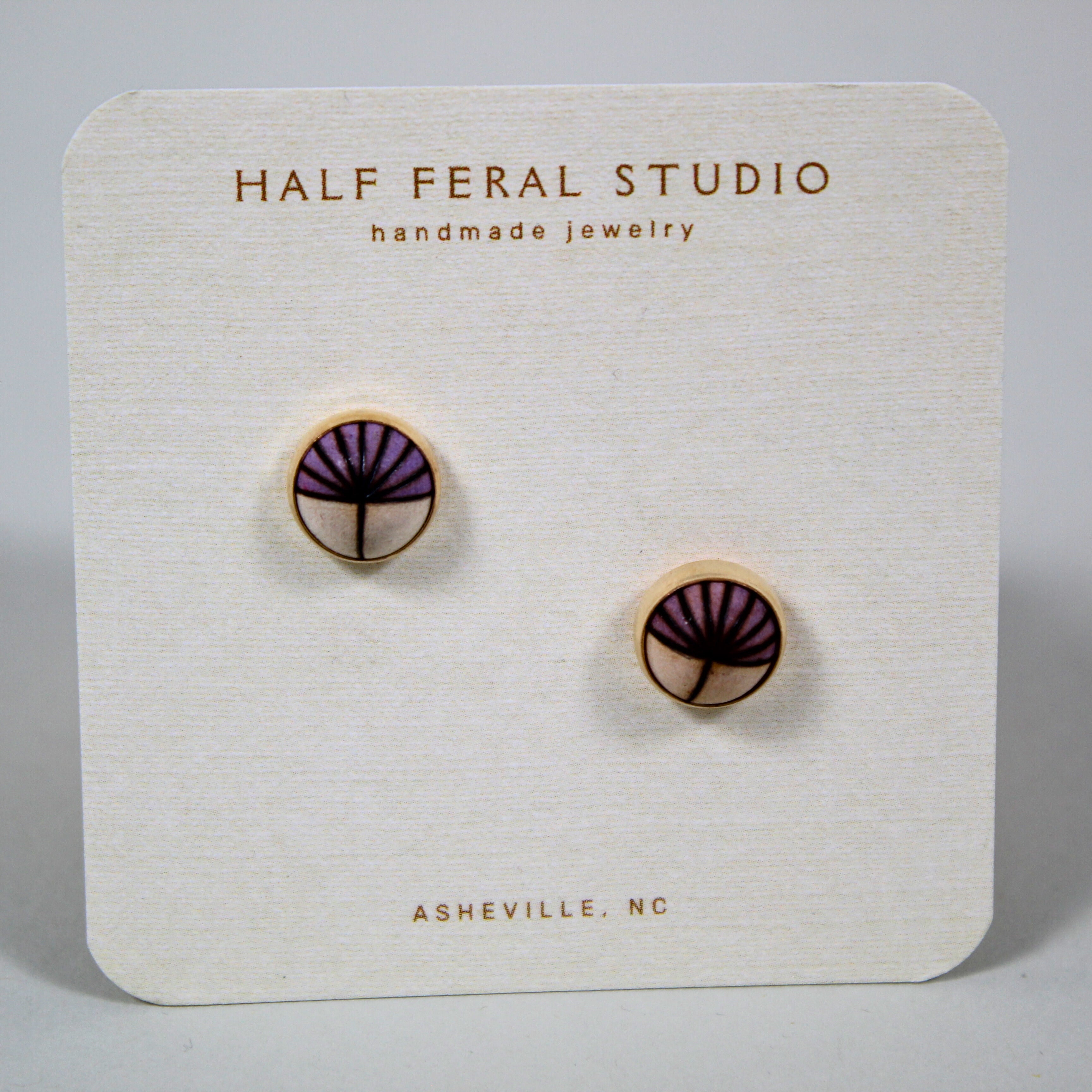 Lilac Semi-Circle Rays Stud Earrings