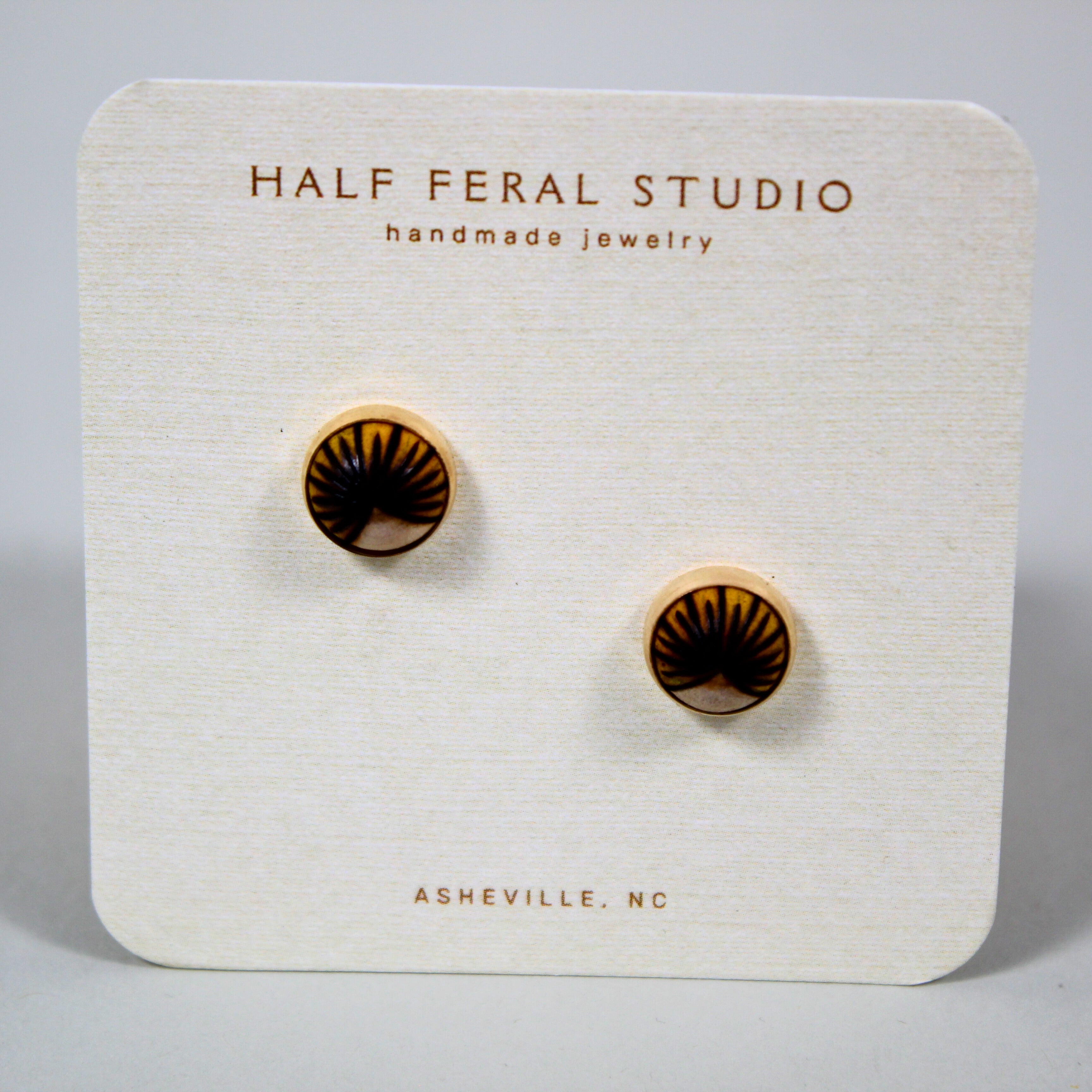 Yellow & Black Ray Stud Earrings