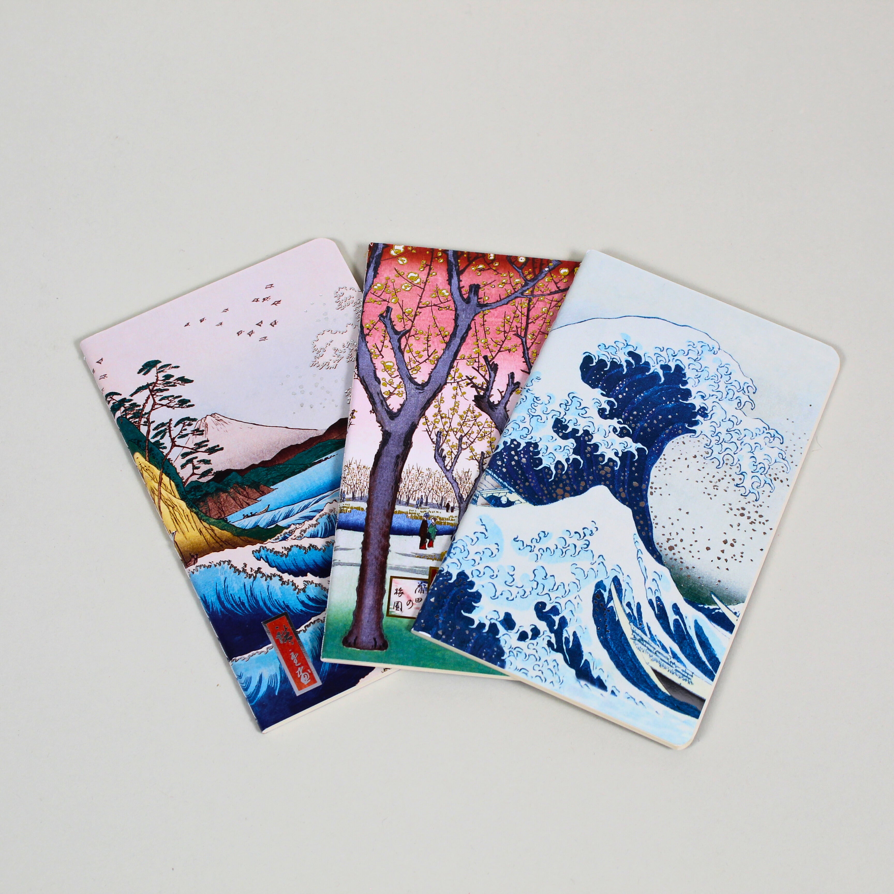 Japanese Woodblocks Set of 3 Mini Notebooks