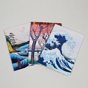 Japanese Woodblocks Set of 3 Blank Notebooks