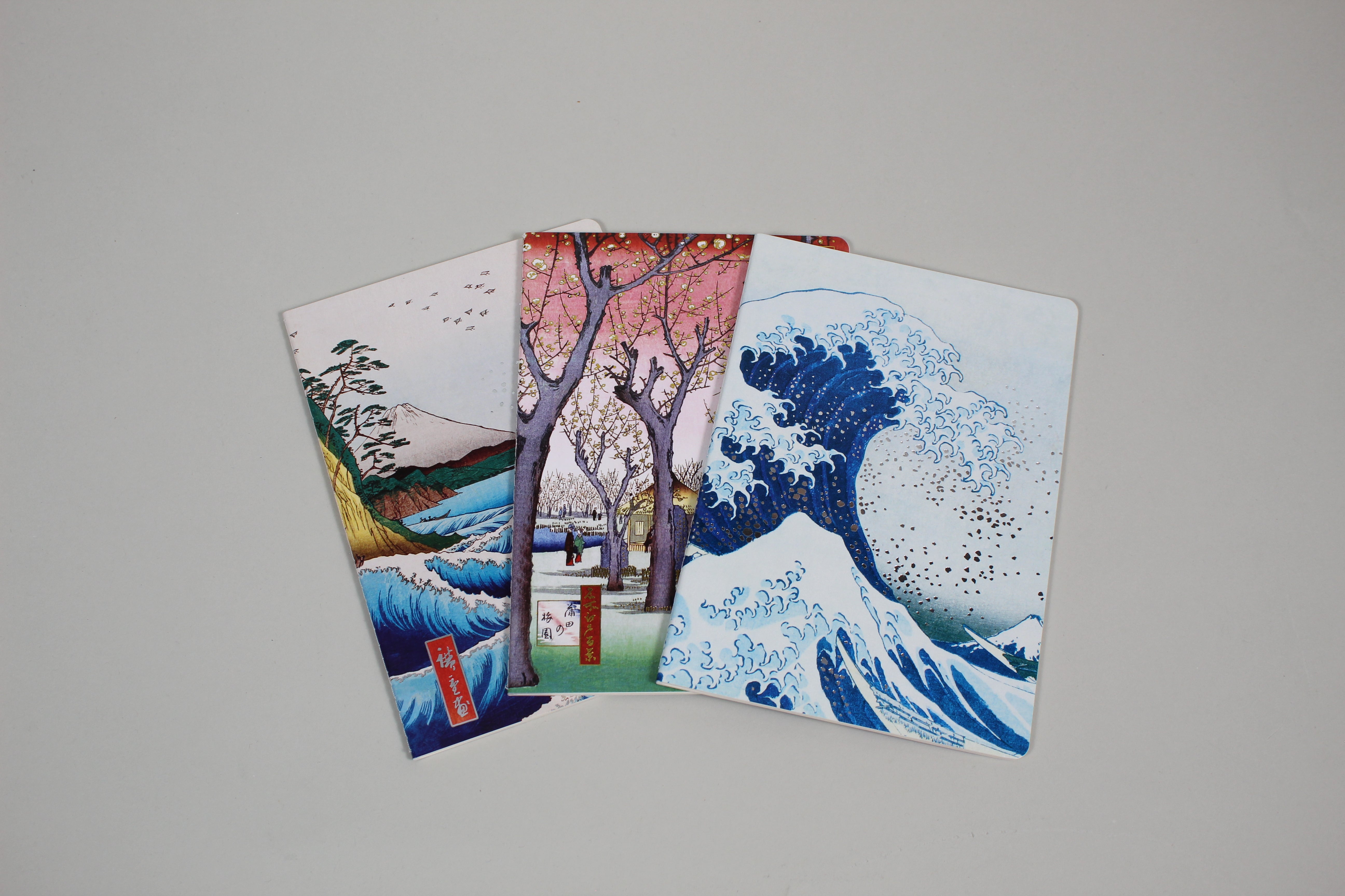 Japanese Woodblocks Set of 3 Midi Notebooks