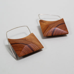 African Olive Wood Geo Wings Earrings