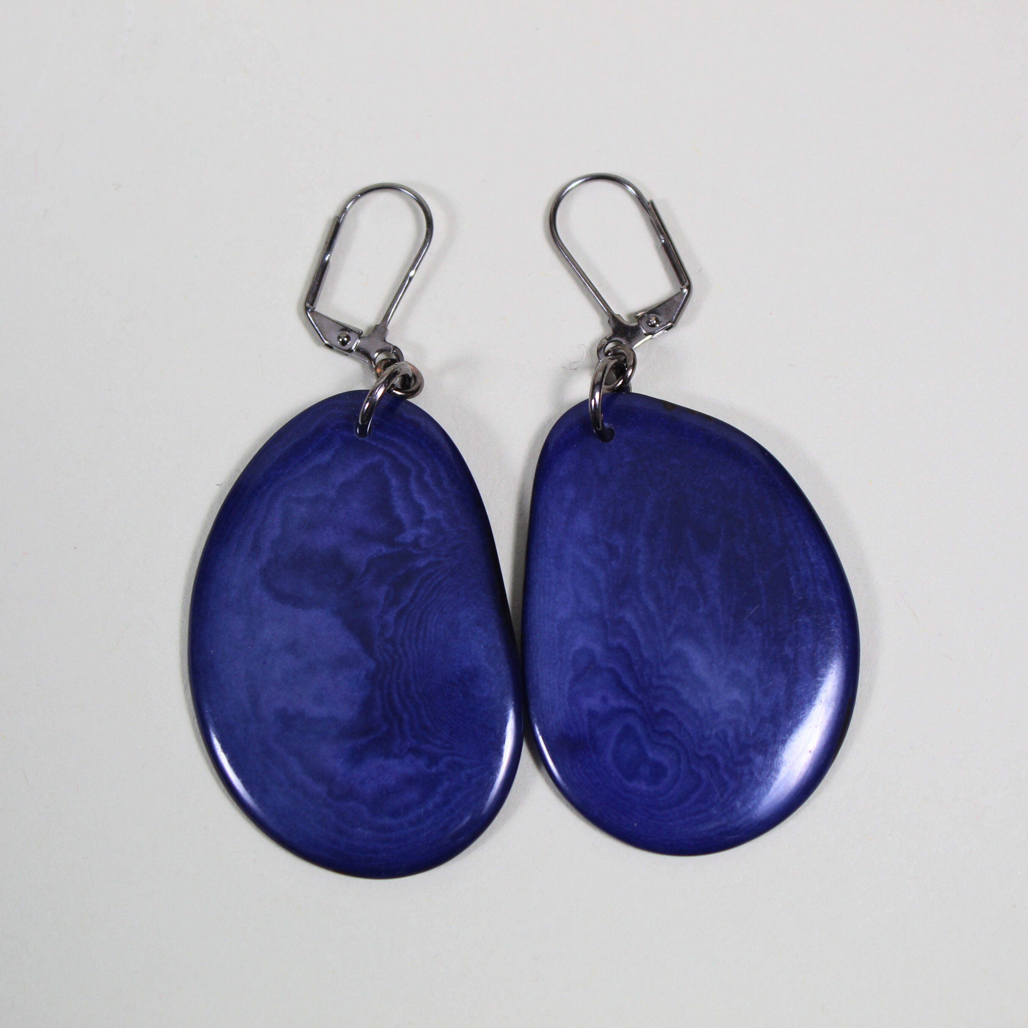 Large Tagua Disc Dangle Earrings