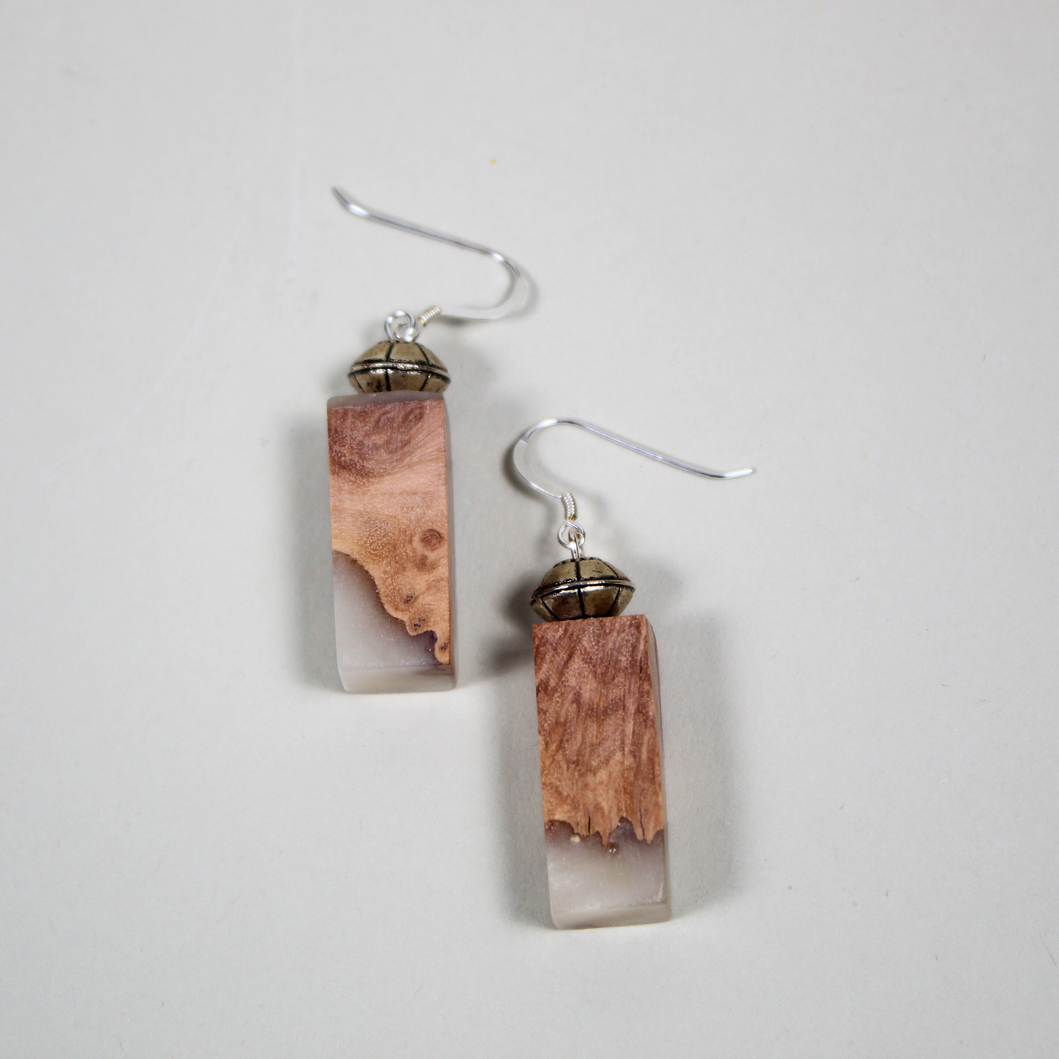 Burl and Resin Earrings