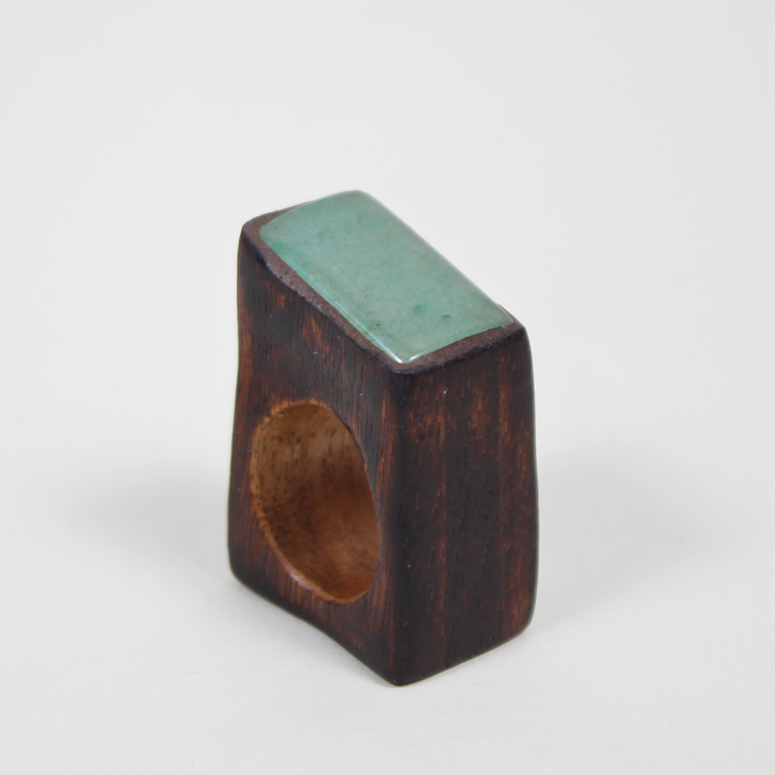 Alpa Sheth Studio Rectangle Wood & Stone Ring