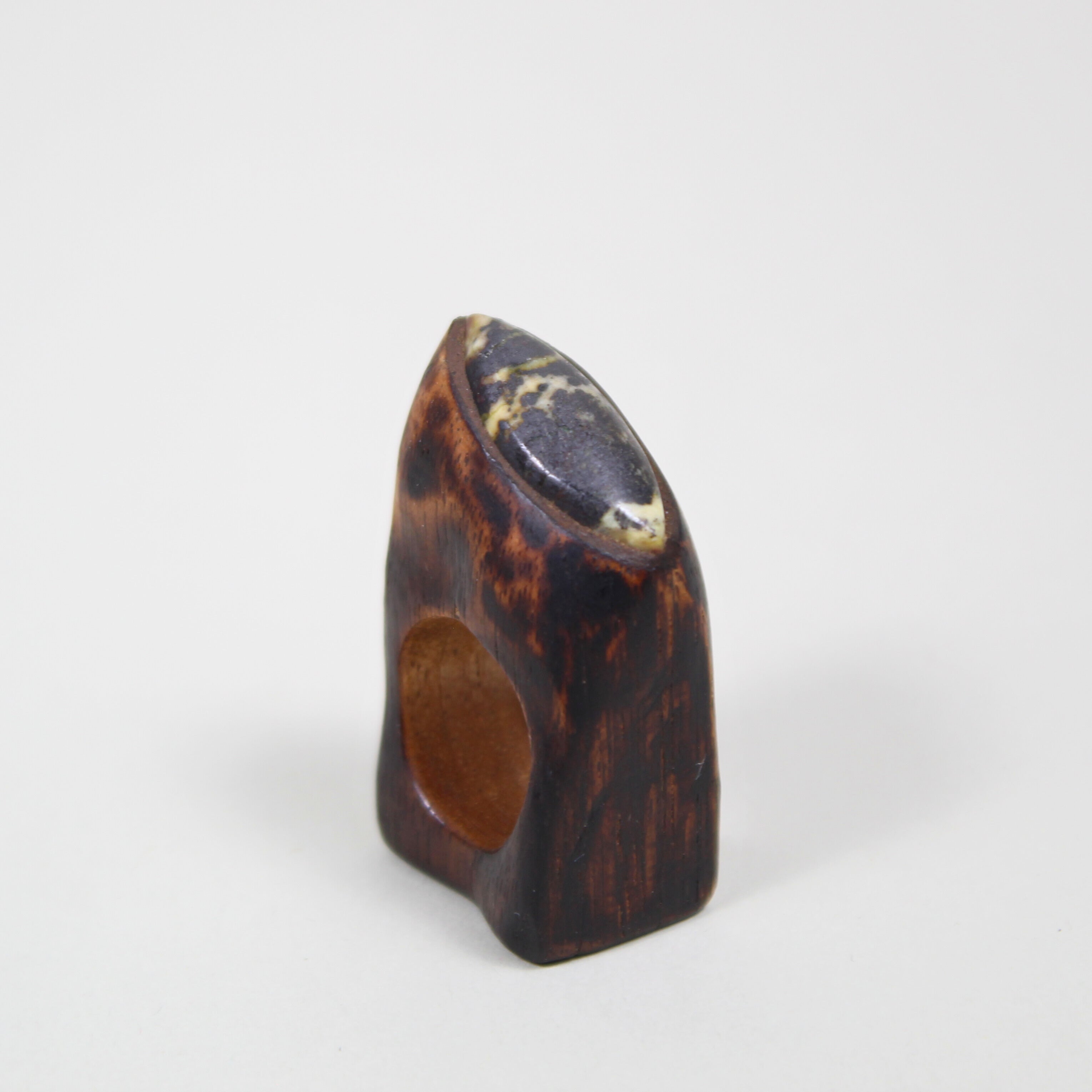 Alpa Sheth Studio Rectangle Wood & Stone Ring