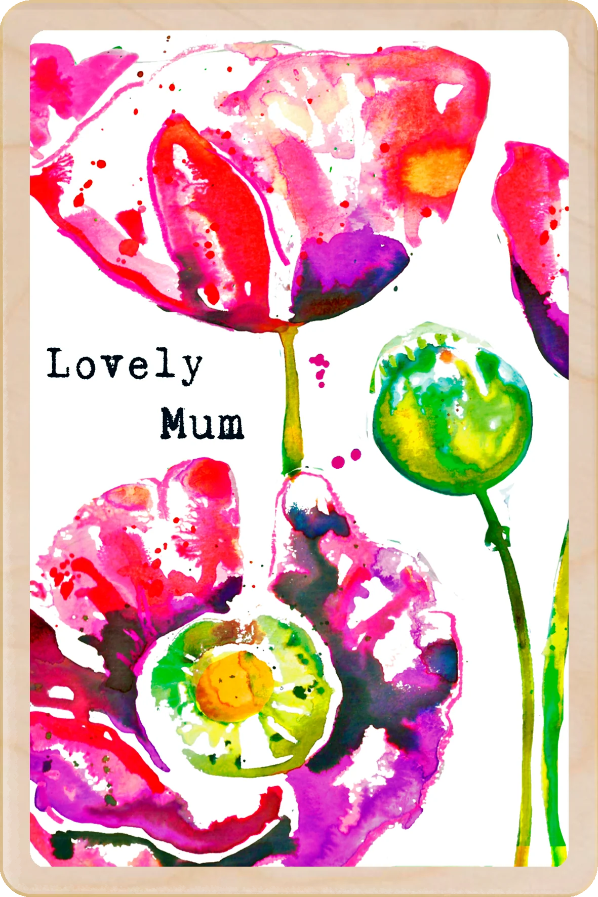 Lovely Mum Wooden Postcard