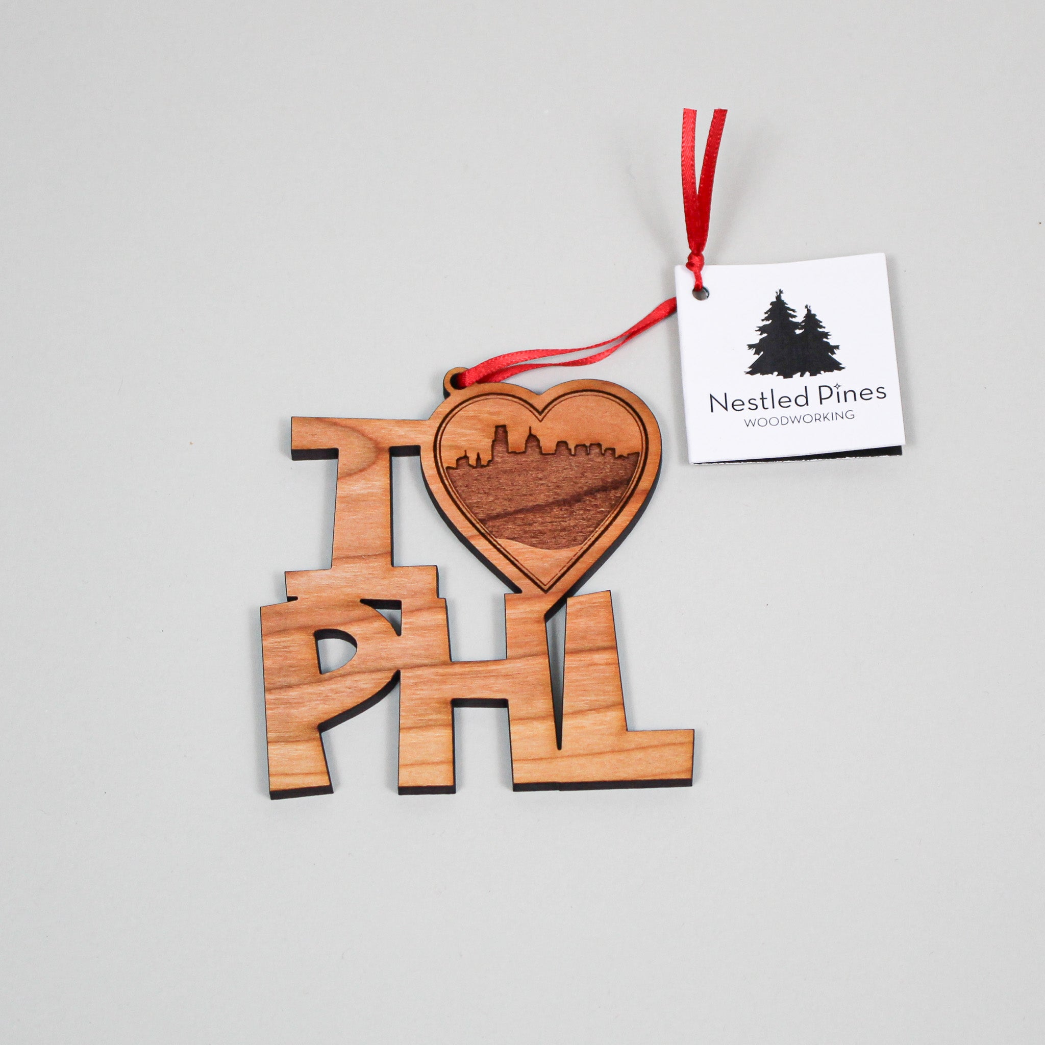 I Heart PHL Wood Ornament