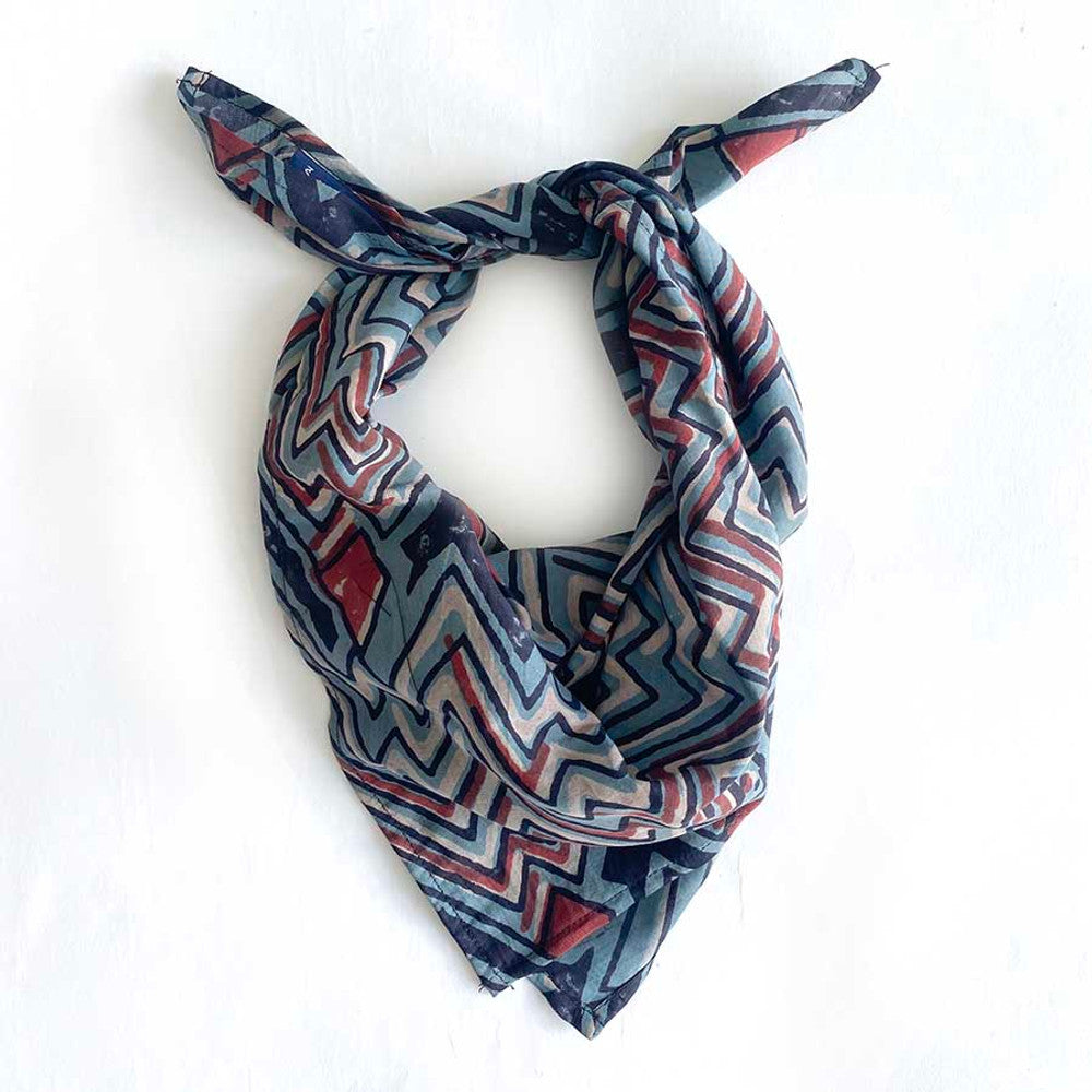 Block Print Bandana  - Head Square Scarf