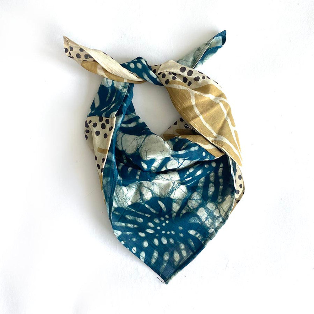 Block Print Bandana  - Head Square Scarf