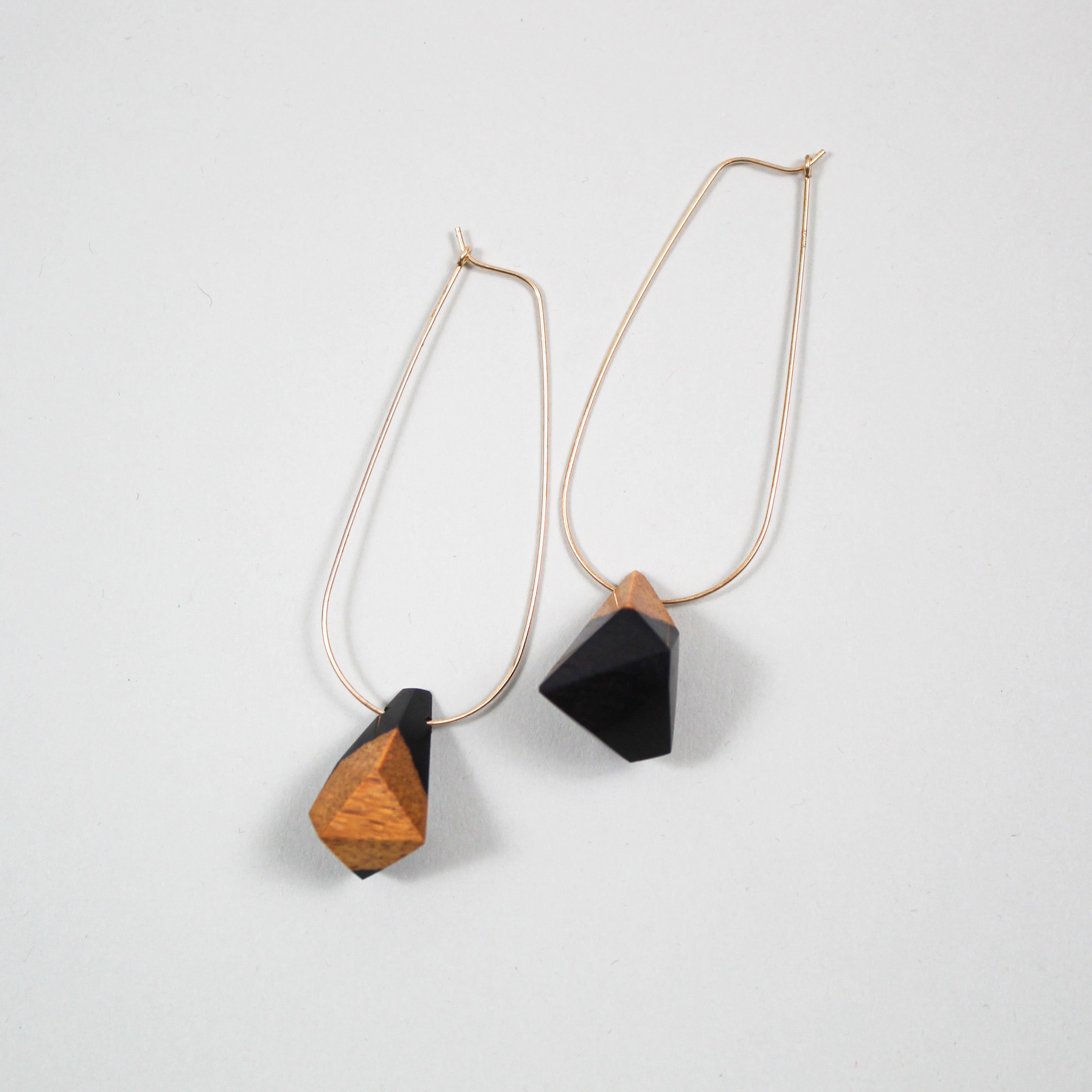 Black and Tan Nugget Earrings with Gold-Plated Teardrop Wires