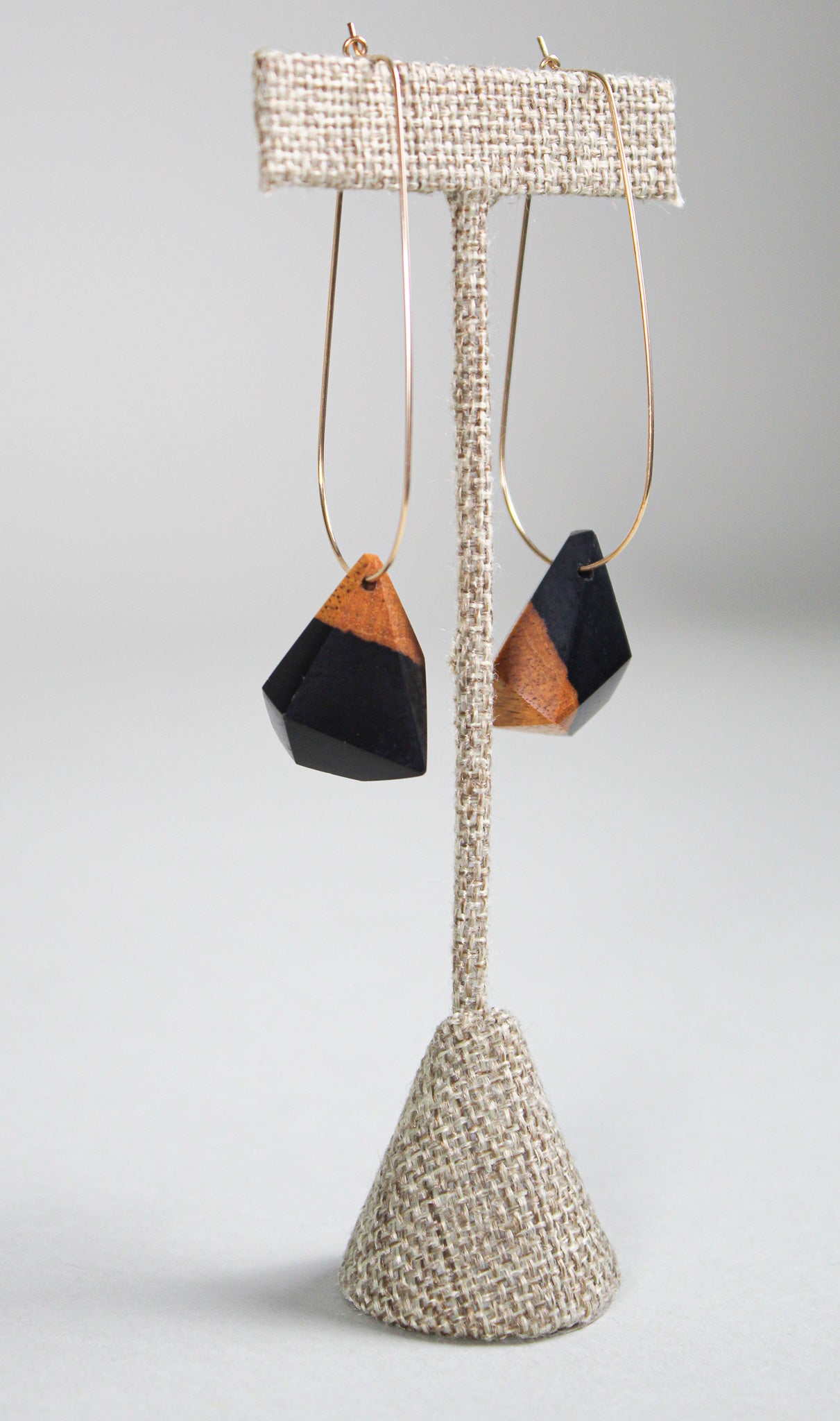 Black and Tan Nugget Earrings with Gold-Plated Teardrop Wires