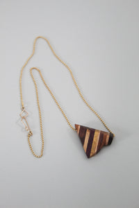 Rainbow Laminated Wood Pendant with 20" Gold Filled Chain and Custom Clasp