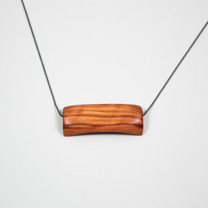 Olive Wood Pendant with 20" Oxidized Silver Chain