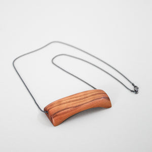 Olive Wood Pendant with 20" Oxidized Silver Chain