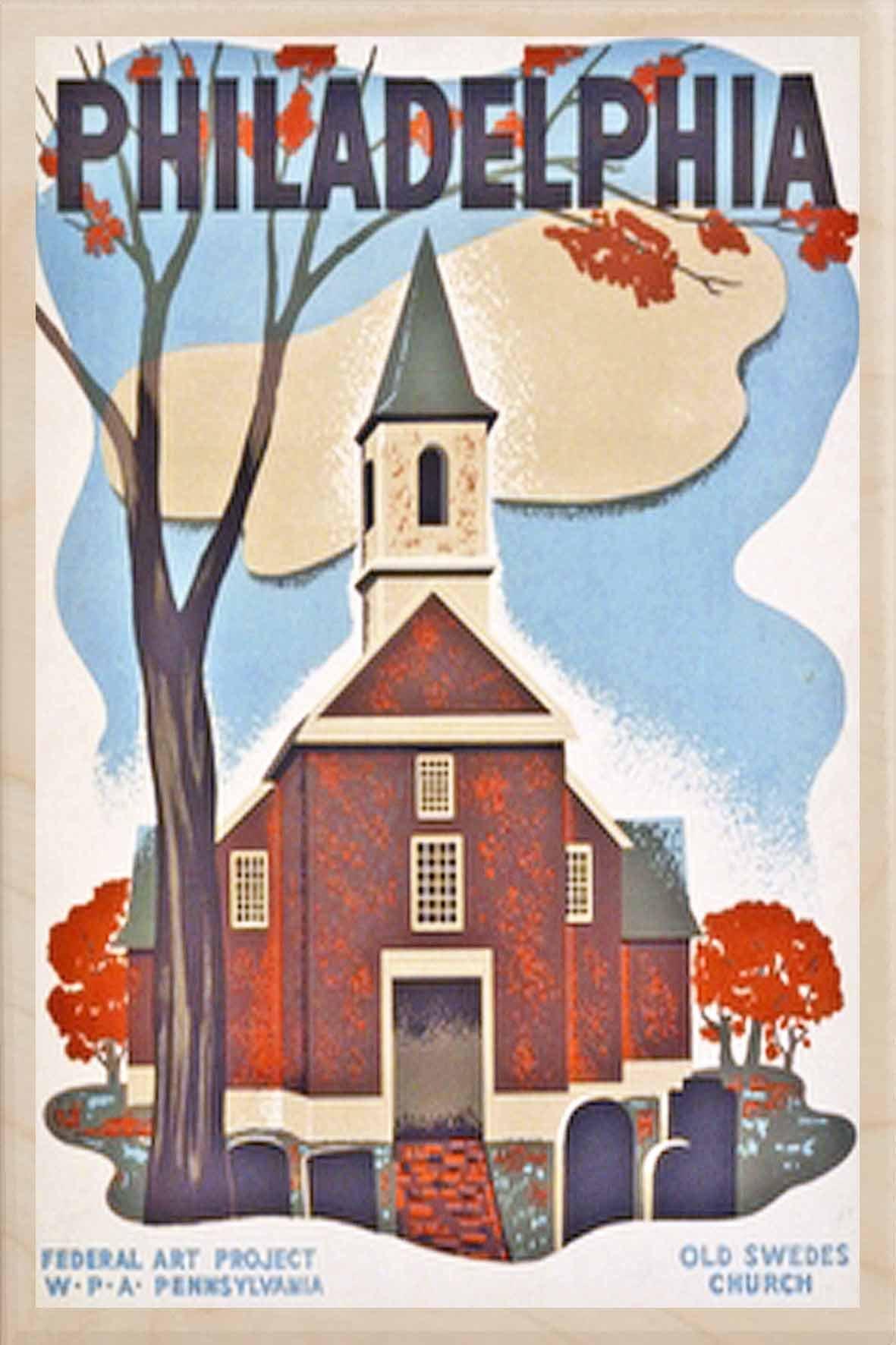 Philadelphia Old Swedes Church Wooden Postcard