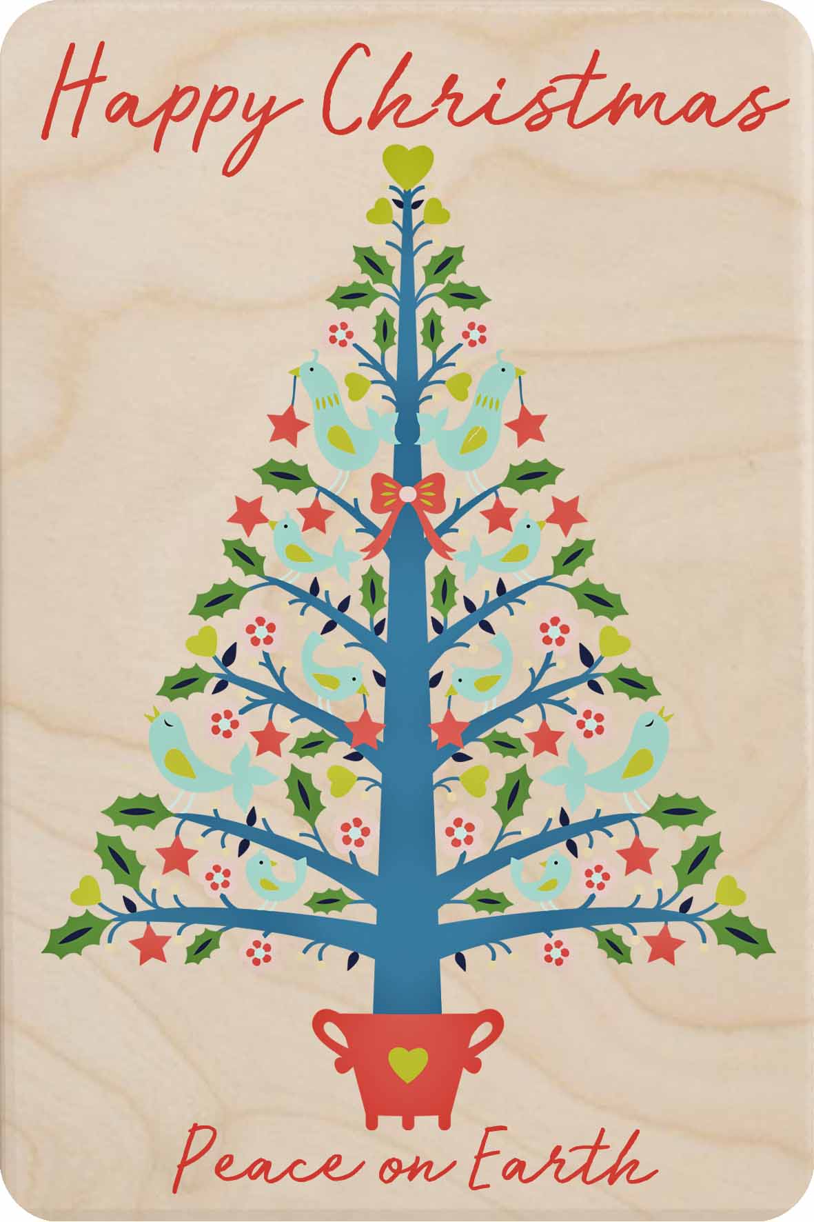 "Christmas Tree" Wooden Postcard