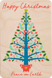 "Christmas Tree" Wooden Postcard