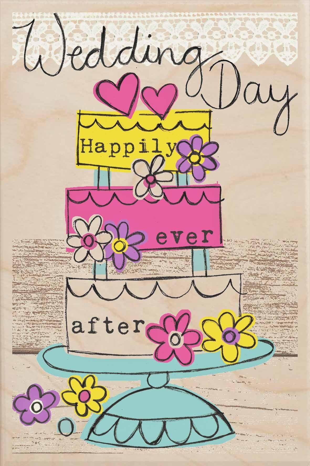 "Wedding Day Happily Ever After" Wooden Postcard