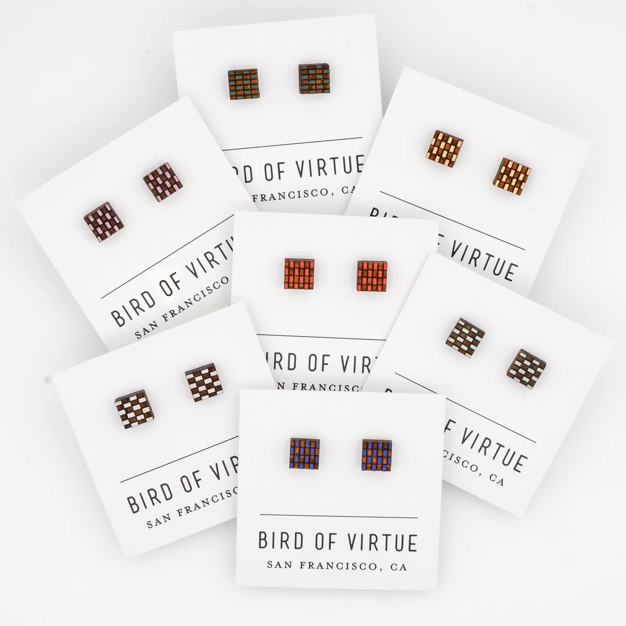 Square Checkerboard Stud Earrings