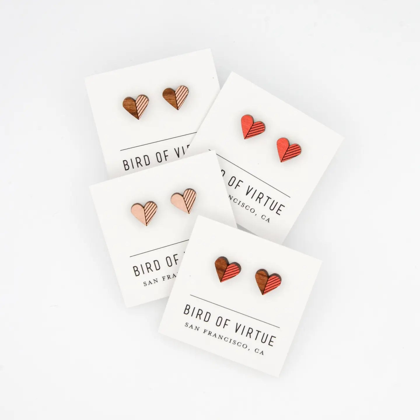 Valentine's Heart Wood Studs