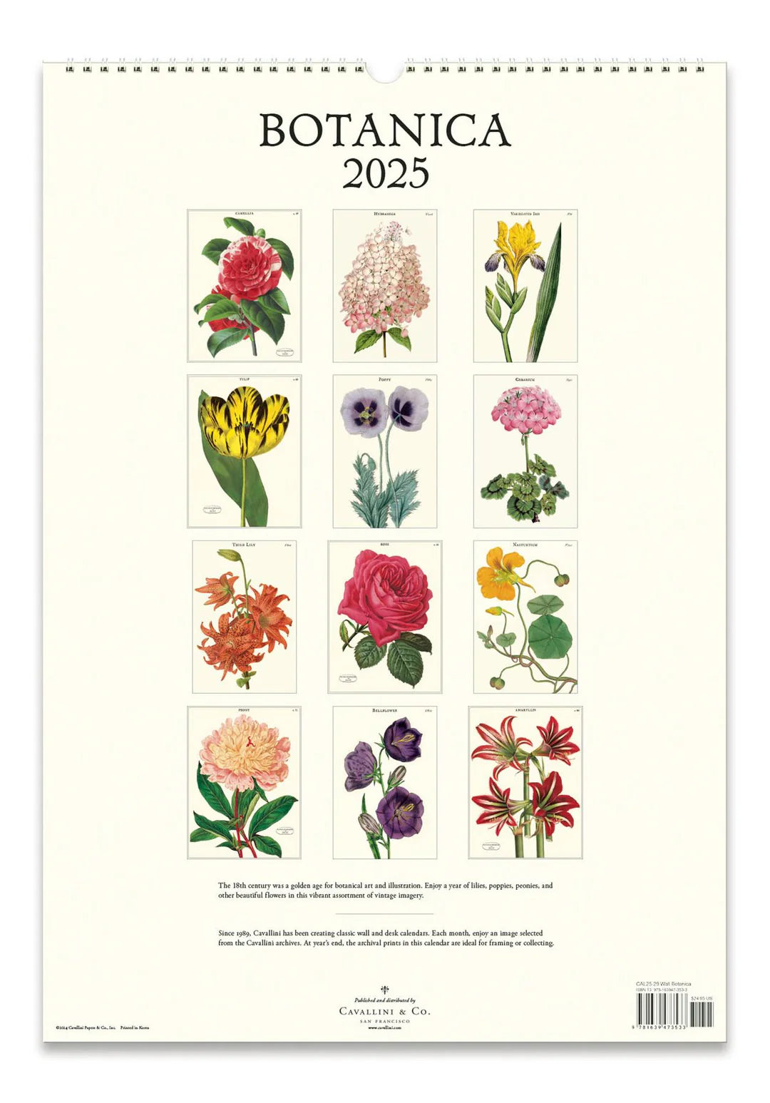 2025 Cavallini Botanica Wall Calendar