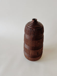 Tall Carved Walnut Vase