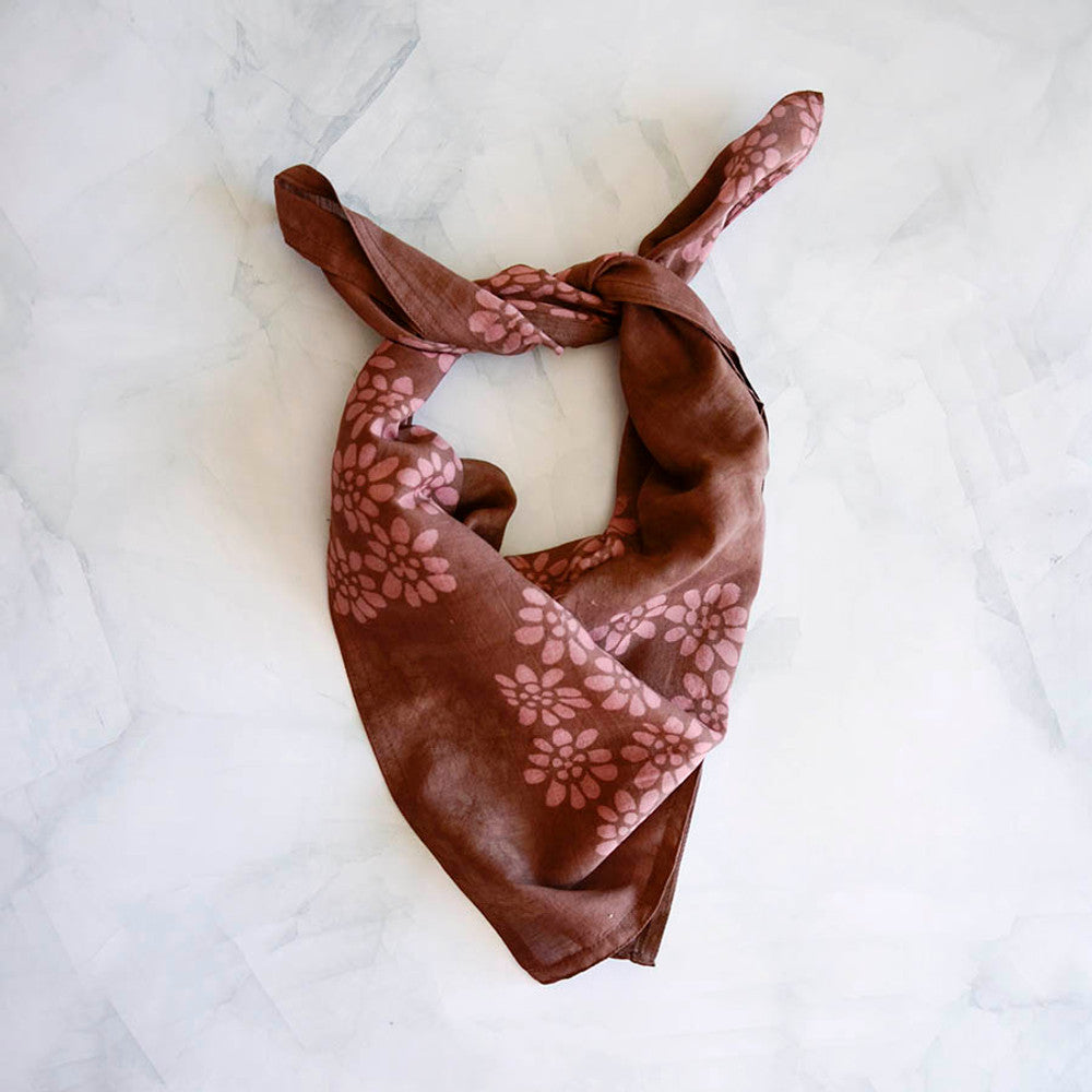 Block Print Bandana  - Head Square Scarf