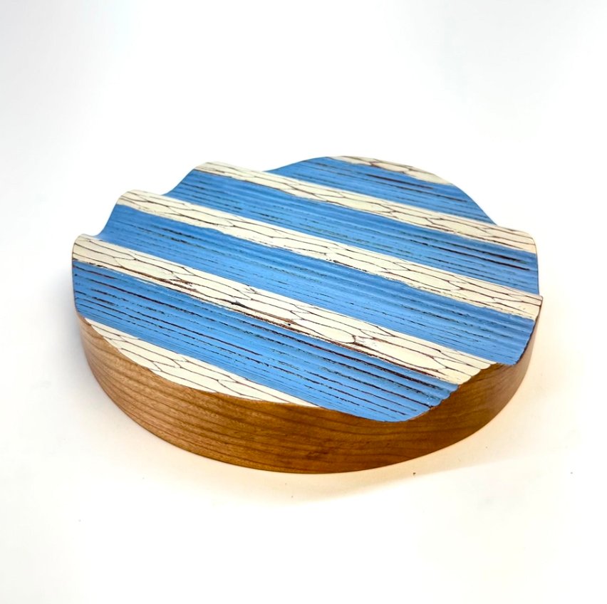 Small Wavy Blue/White Tray - Peter Park