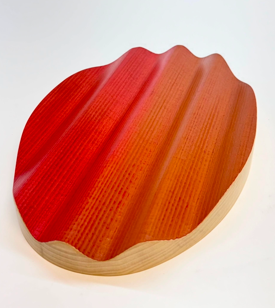 Wavy Red & Orange Ombre Oval Tray