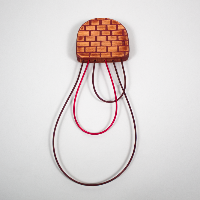 Brick Pattern, Red, & Brown Cherry Wood Wall Cloud