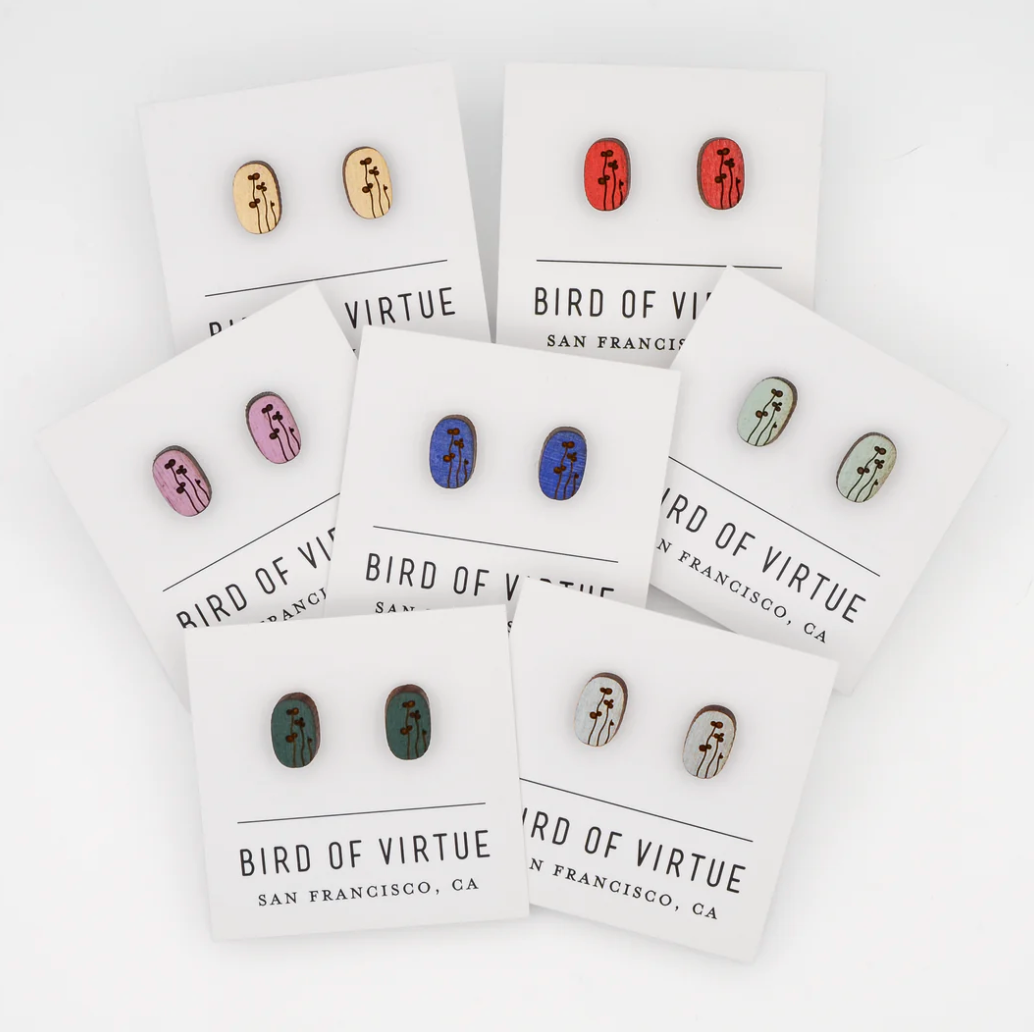 Oval Floral Stud Earrings