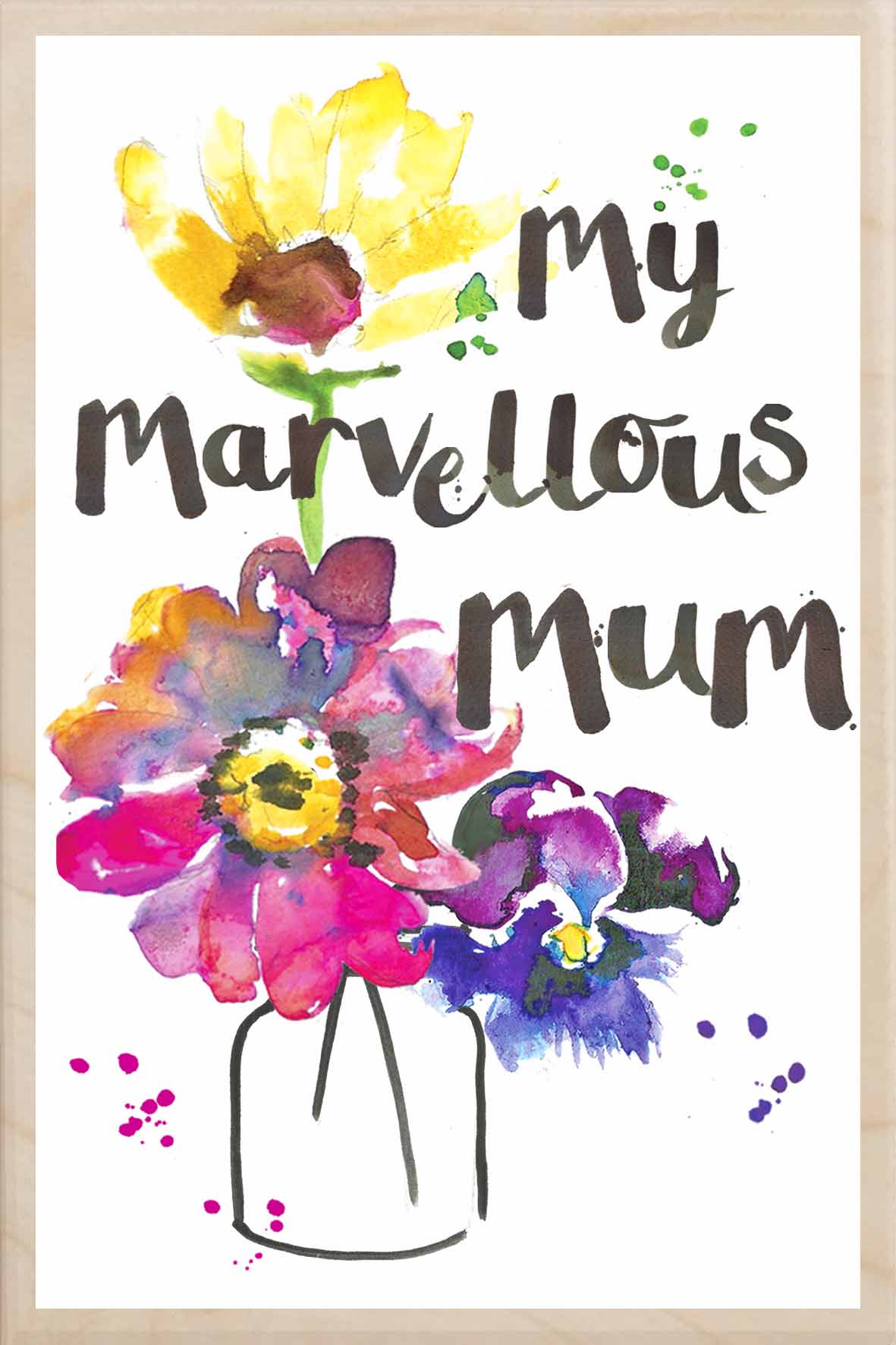 My Marvellous Mum Wooden Postcard