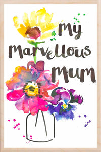 My Marvellous Mum Wooden Postcard