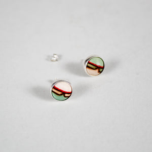 Turquoise Red Stripe V-Line Stud Earrings