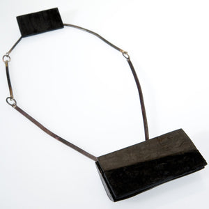 Black Ebony Silver Necklace,  Contemporary wood jewelry by Israeli maker Dina Abargil at the Center for Art in Wood