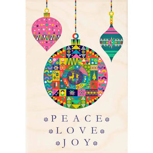 "Peace - Love - Joy" Wooden Postcard