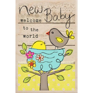 "Welcome to the World" Wooden Postcard