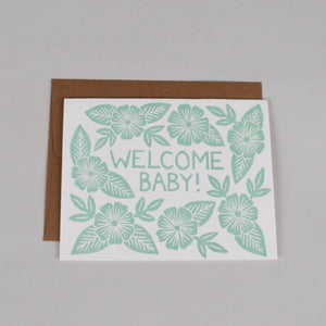 "Welcome Baby" Block Printed Greeting Card