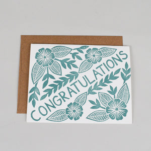 "Congratulations" Block Printed Greeting Card