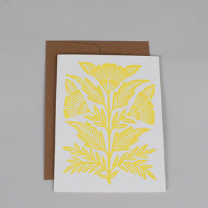 Yellow Block Printed Greeting Card