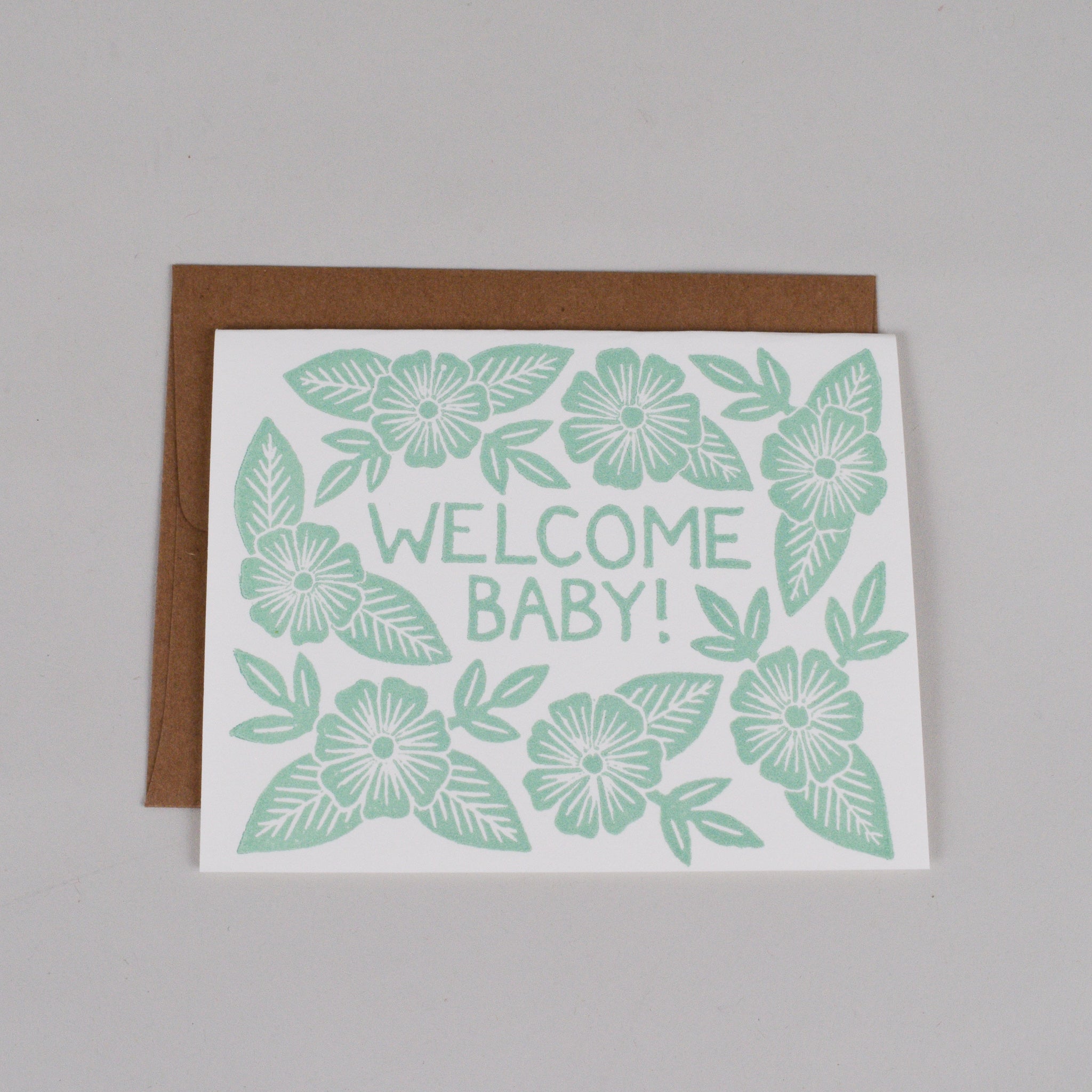 "Welcome Baby" Block Printed Greeting Card